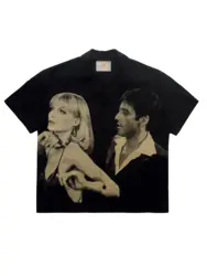 Scarface floral-Blusa de manga corta para hombre, ropa con estampado de retrato temático de película americana, retro, diseño elegante, sentido de moda, y2k