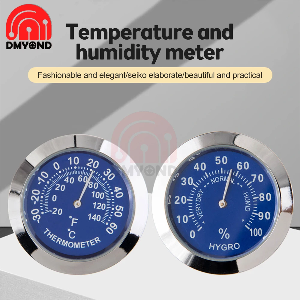 Mini Thermometer Mechanical 37mm Car Temperature Gauge With Double-sided Sticker Small Temperature Controller No Battery Analog