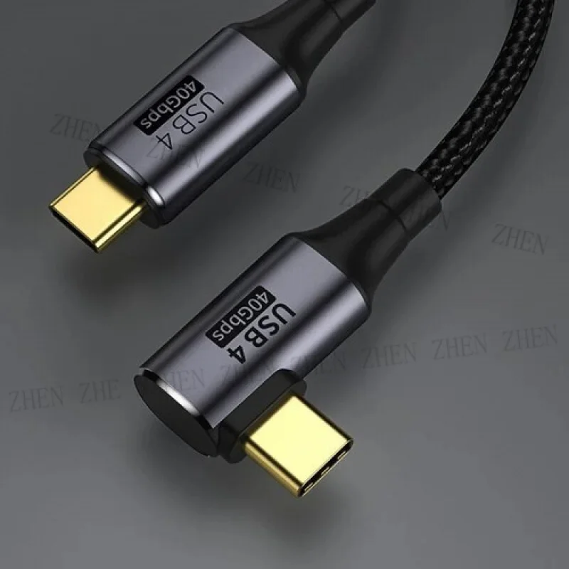Y Y 90 Degree Type-C 100W USB 4.0 Data Wire Fast Charging Cable Charger Right Angle