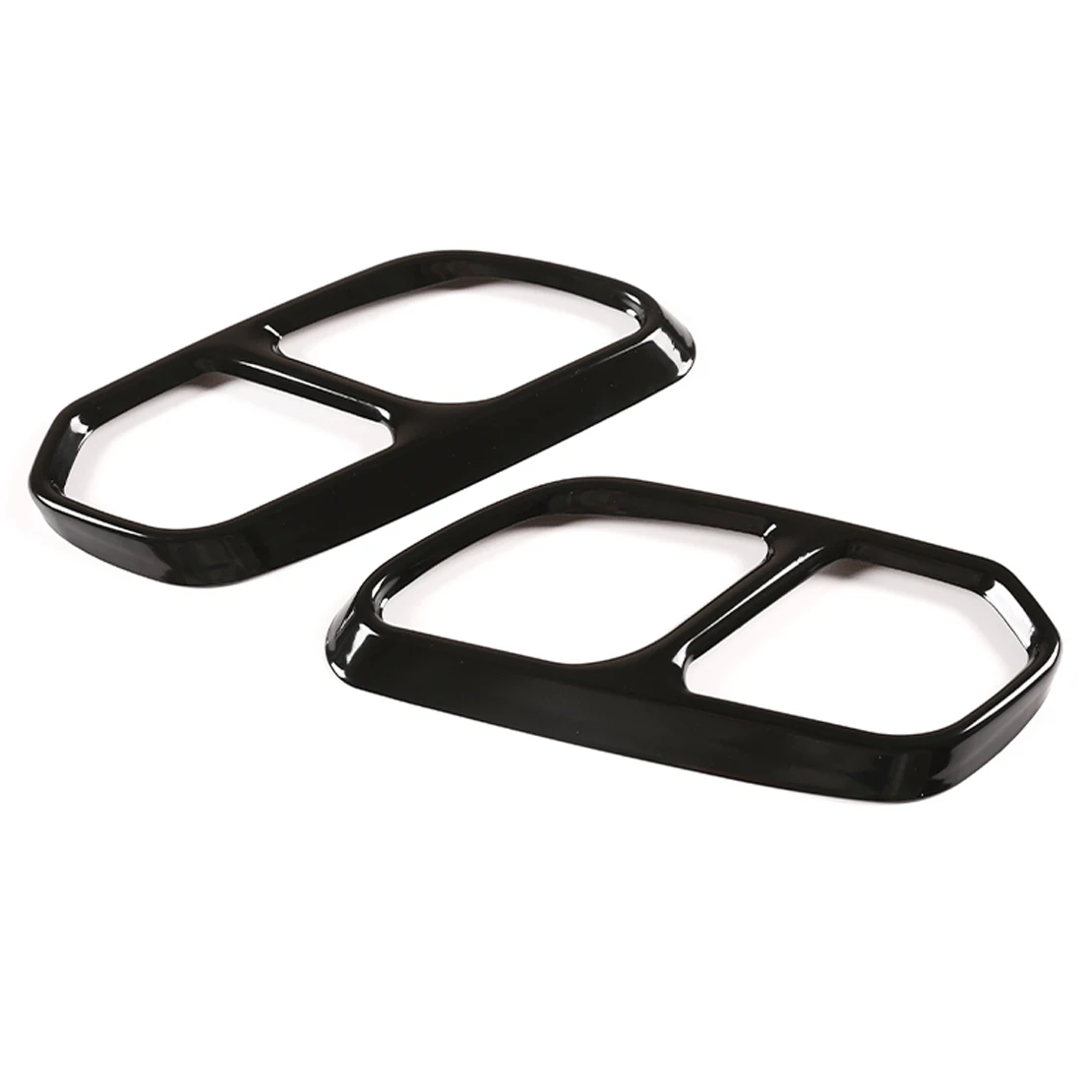 2Pcs Car Rear Left & Right Exhaust Muffler Pipe Tip Cover Trim Fit for VW Touareg CR7 2018 2019 2020 Black Stainless Steel