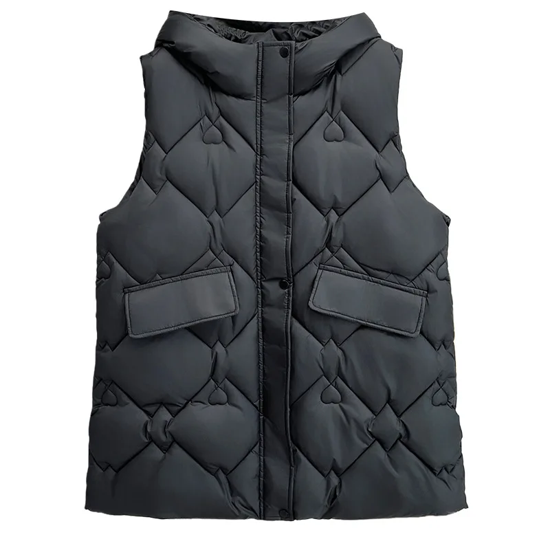 XXXXXXL موضة حجم كبير سترة نسائية 2025 شتاء جديد منتصف طول على شكل قلب تنقش مقنعين الدافئة سستة سترة مبطنة 2528