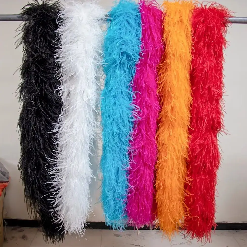 

Customized 3Meters Thickening Ostrich Feathers Boa 3-20Ply Ostrich Plumes Shawl Decorate Carnival Party Clothes Sewing Accessory