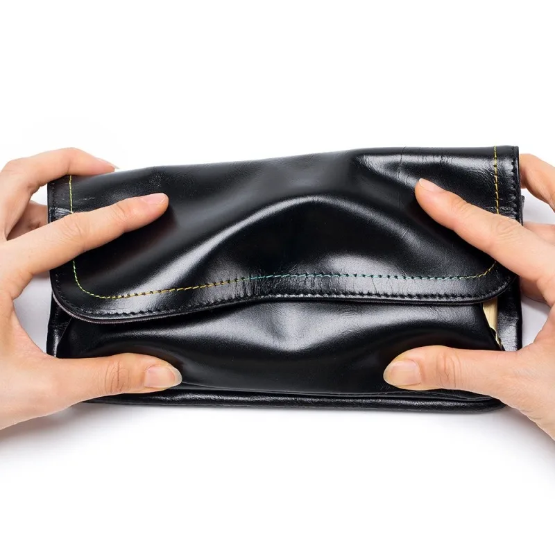 Portafoglio per telefono in vera pelle borsa a mano borsa per monete in pelle bovina con cera d'olio porta carte di credito per auricolari per rossetto per borsa da donna Clucth