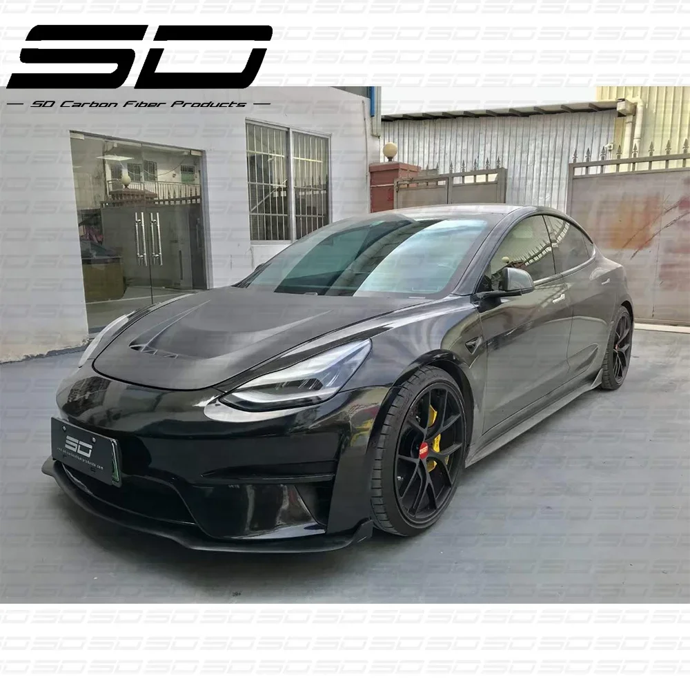 Car Accessories Car Front Bumper Side Skirts Rear Bumper Hood Full Set Body Kit For Model 3