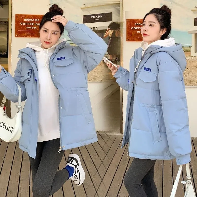 2024 New Women Winter Bread Coat Korean Loose Hooded Cotton Coat Women Long Parkas Winter Jacket Warm Thick Cotton Padded Jacke