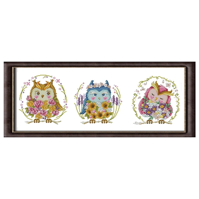 

The cross-stitch set 28CT, 18CT, 14CT and 11CT can be selected as printed fabric handcrafted material pack saga flower owl