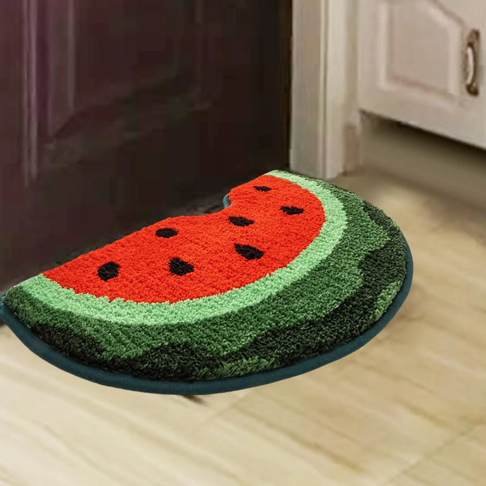 Bathroom Floor Mat Watermelon Shaped Shower Rug Decor Bath Carpet Washable Area