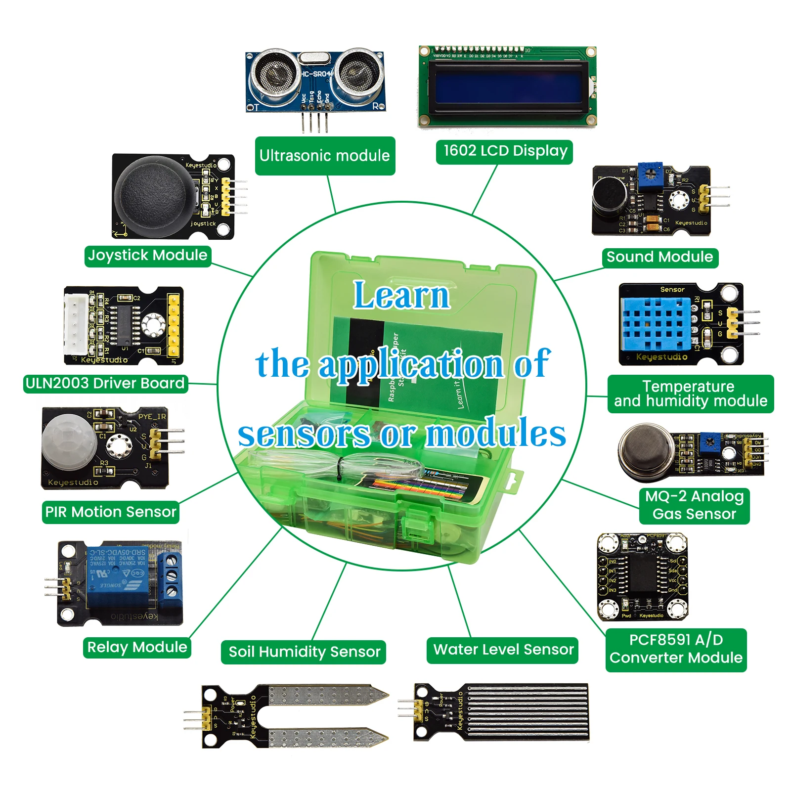 

Kidsbits Raspberry Pi GPIO Complete Starter Sensor Kit for Raspberry Pi 4B DIY Electron Kit Python Programming Kit(NO RPI Board)