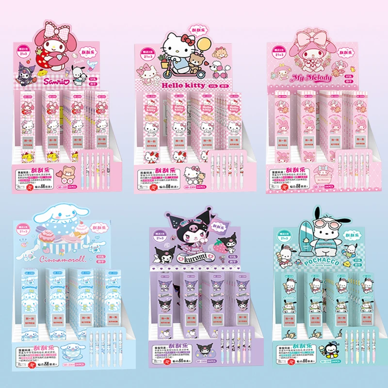 

24 шт./кор. Sanrio Kuromi Hello Kitty гелевая ручка Cinamonroll студенческая ручка для письма офисная нейтральная ручка шариковая ручка канцелярские школьные принадлежности