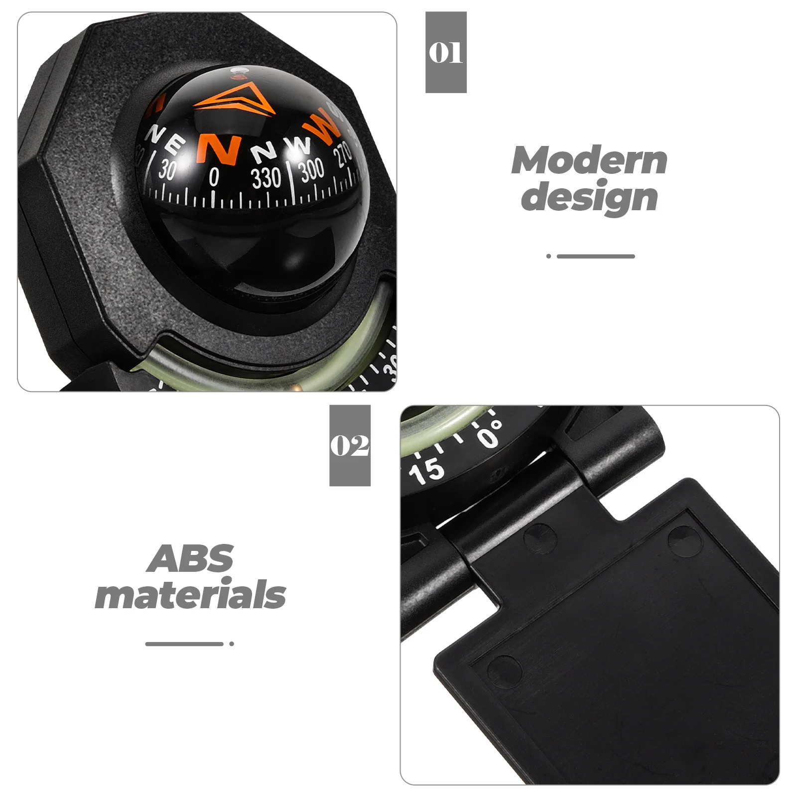 

3D Car Dash Compass Auto Mount Marine Boat Navigation Tool Ball Design Vehicle Safety Road Trip Outdoor Use Durable Surface