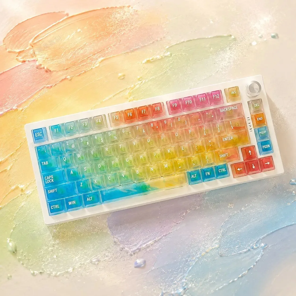 Gradient Frosted Translucent PC Keycaps Cherry Profile 119-Key Set for Wooting MCHOSE AULA Custom Mechanical Keyboards
