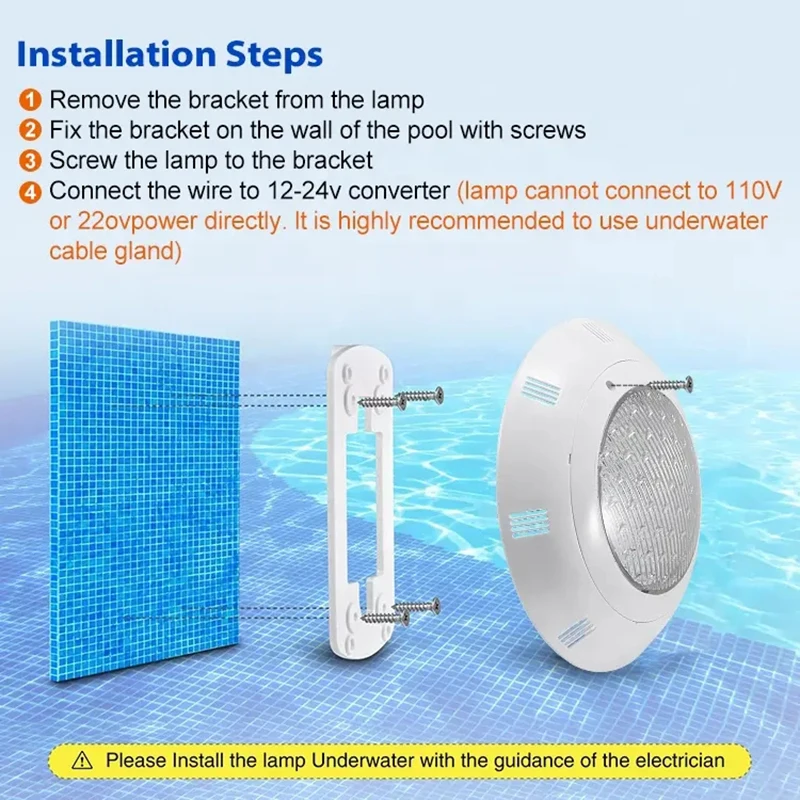 Imagem -06 - Superfície Piscina Led 12v Luz Subaquática Rgb Lâmpada de Natação Ip68 Água Prova de Aço Inoxidável 36w 45w 54w Fonte Iluminação