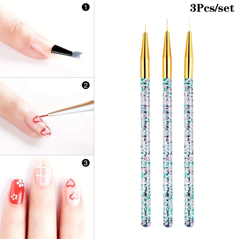 7/9/11mm Nail Brush Acrylic French Stripe Line Painting Drawing Flower Pen Gel Polish Acrylic Handle Manicure Tools