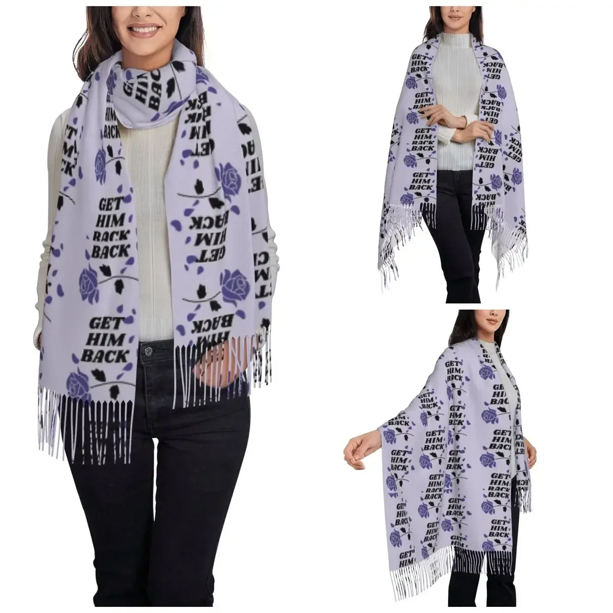 Womens Scarf with Tassel Get Him Back  Rose - Guts Large Super Soft Shawl Wrap Rodrig Gifts Pashmina Scarves