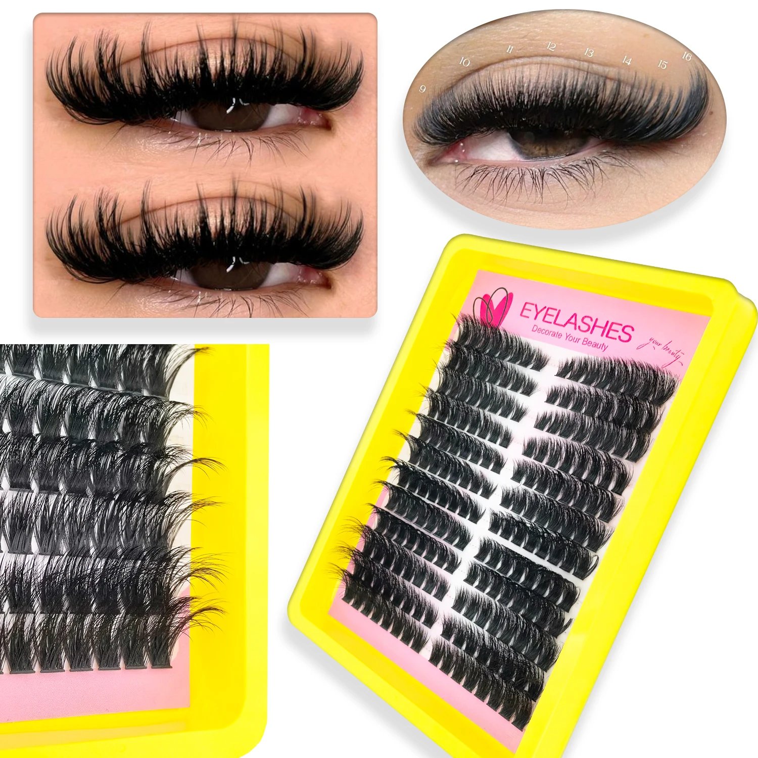 رموش صناعية فردية 80D D مجموعات رموش مجعدة مع ملاقط وغراء عين القطة عيون درامية رقيق، سميك للغاية مريح #3