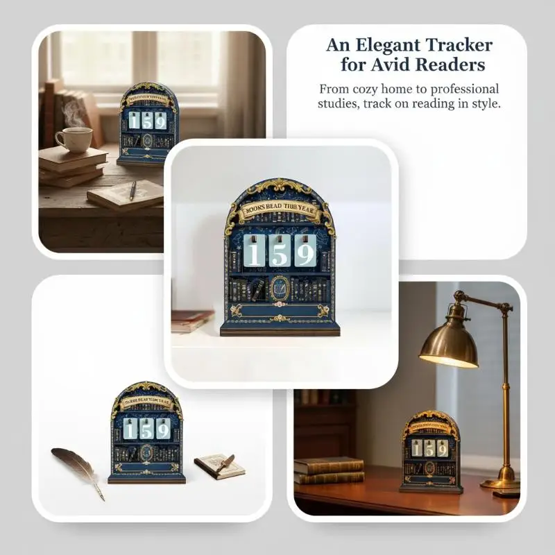 1 Set Classroom Decor Wooden Book Read This Year Counter Tracker Up To 999 Books Challenge Tracker Retro Bookshelf Gift