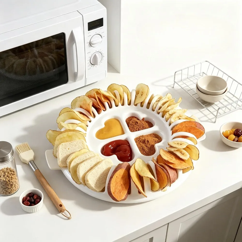 DIY Microwave Potato Chip Maker Set Plastic Heat-resistant Potato Slicing Baking Rack with Hand Protector