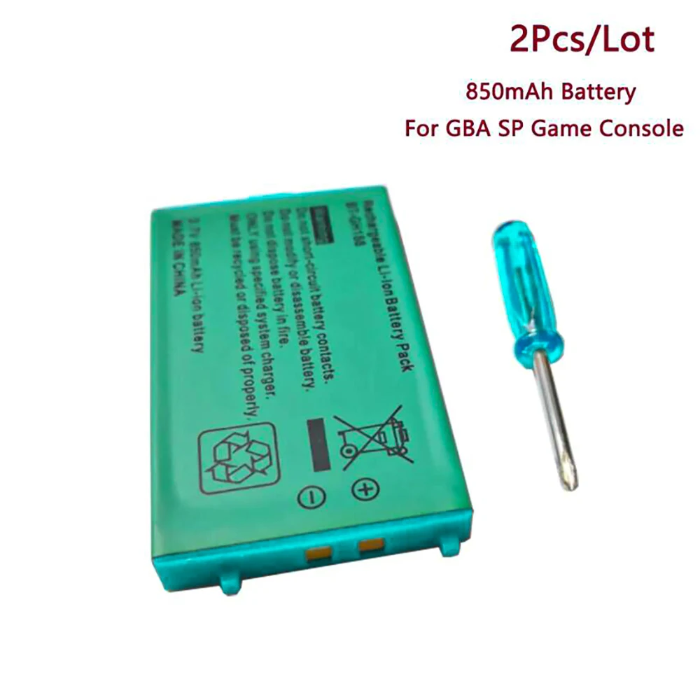 

2Pcs Battery For Nintendo GBA SP Game Console 3.7V 850mAh Rechargeable built-in Li-Ion Batteries