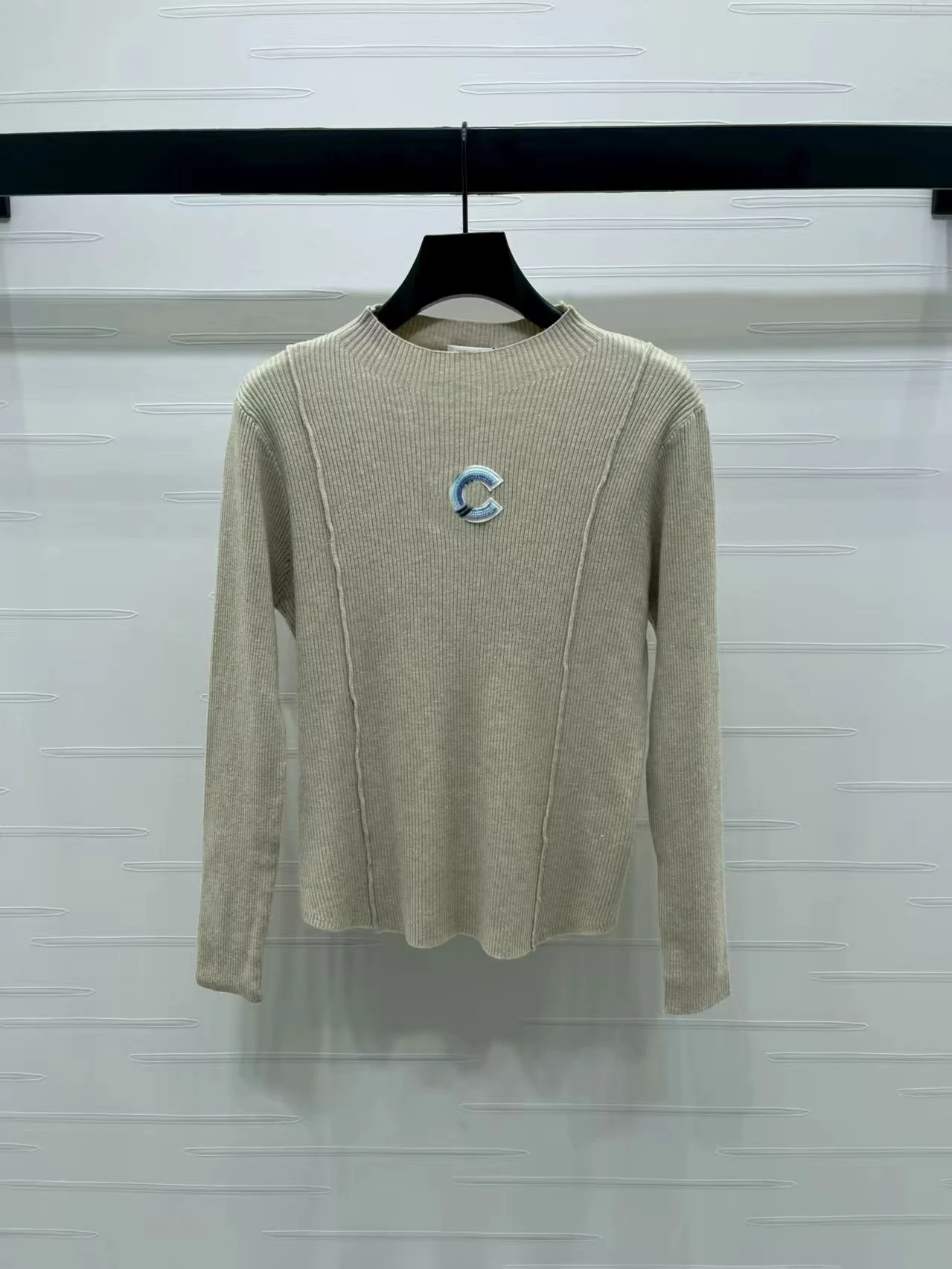 Dames lente/zomer nieuwe collectie casual modieus veelzijdig kleurblok T-shirt met lange mouwen en ronde hals