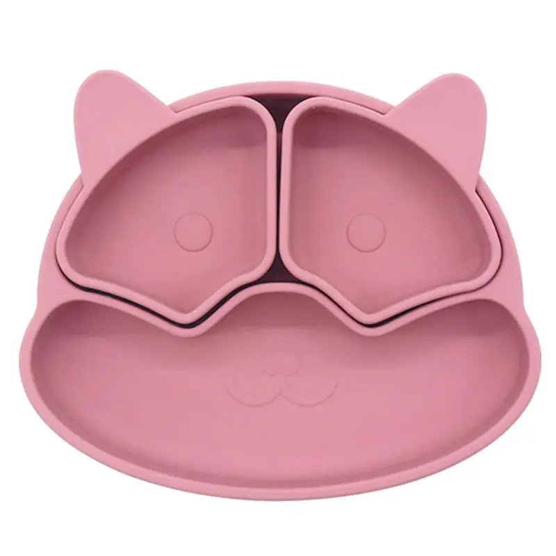 

Baby Safe Sucker Silicone Dining Plate Solid Cute Cartoon Children Dishes Suction Toddle Training Tableware Baby Feeding