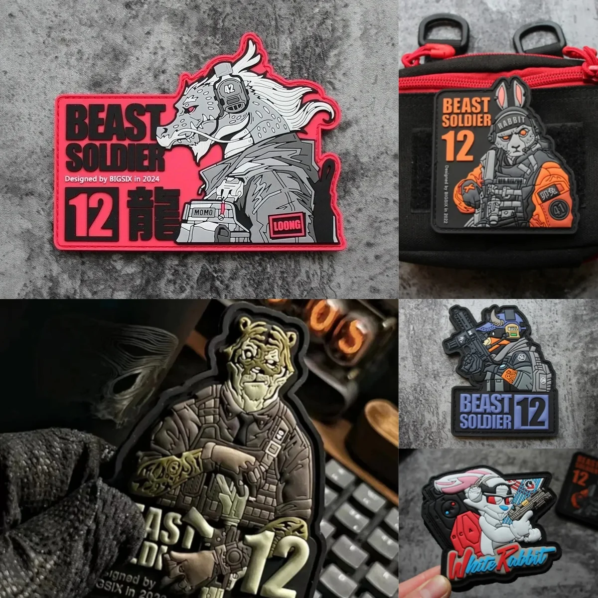 

Beast Warrior PVC Hook&Loop Tactical Patch Chinese Zodiac Stickers Military Rabbit Tiger Dragon Dog Morale Badge on Backpack