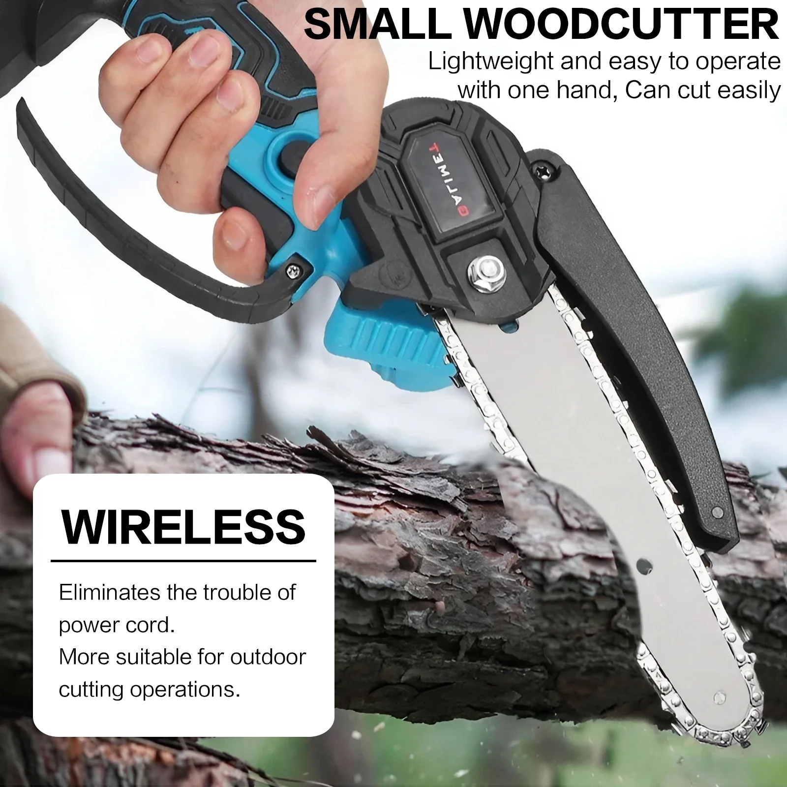 Cordless Electric Chainsaw for Pruning and Wood Cutting 4 6 Inch Compact Handheld Mini Saw Rechargeable Battery Operated Wireless Tool for Garden Yard Tree Branch Trimming and Wood Logging Lightweight High Power Tools Kit