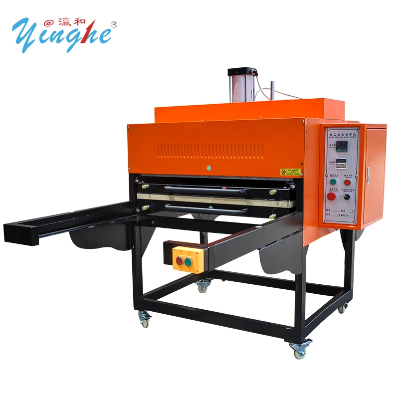 60*80cm Pneumatic Heat Press Machine With Sliding Drawer And Mobile Stand For Banner And Bed Sheet Sublimation Printing