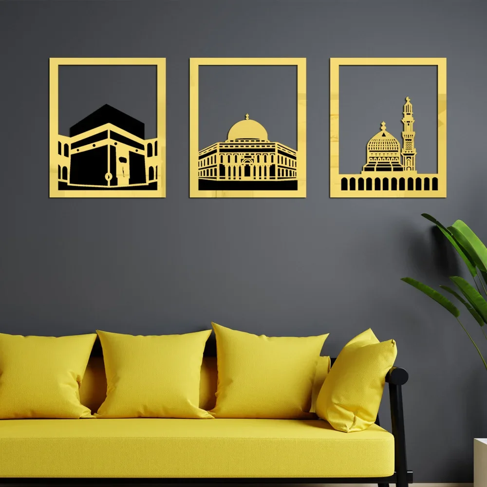 3D Ramadan Kareem Wall Sticker Muslim Acrylic Mirror Stickers Room Decor Wall Decoration Living Room Decoration Accessories