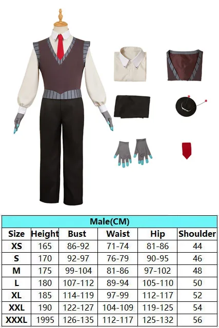 Anime Hazbin VOX Cosplay Costume Gloves Men Fantasy Grey Suit Disguise for Adult Male Roleplay Clothing Halloween Carnival Party view 5