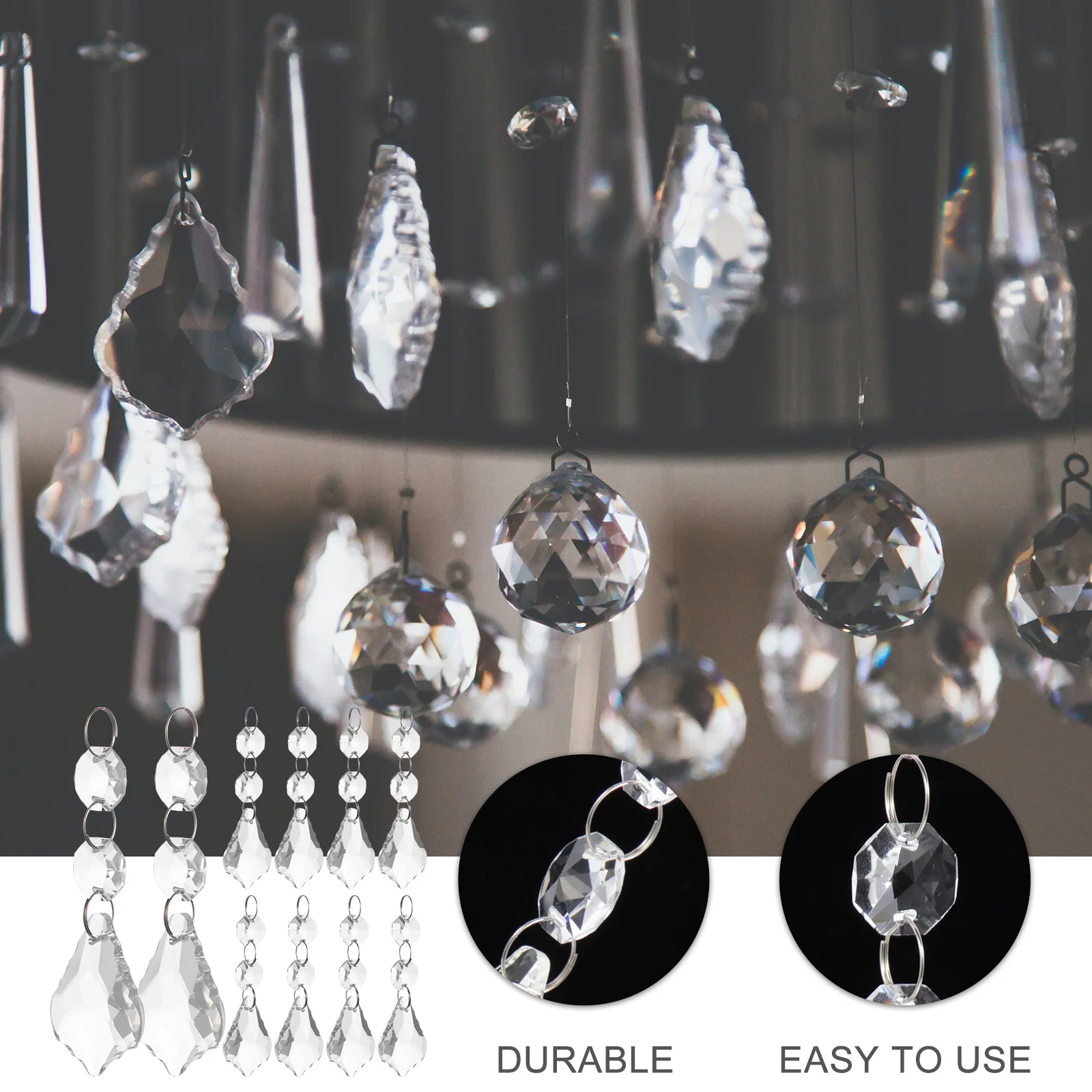 

10Pcs Crystal Hanging Pendants Chandelier Prisms Transparent Light Decoration Wedding Home Party Ornament Chandelier Crystals