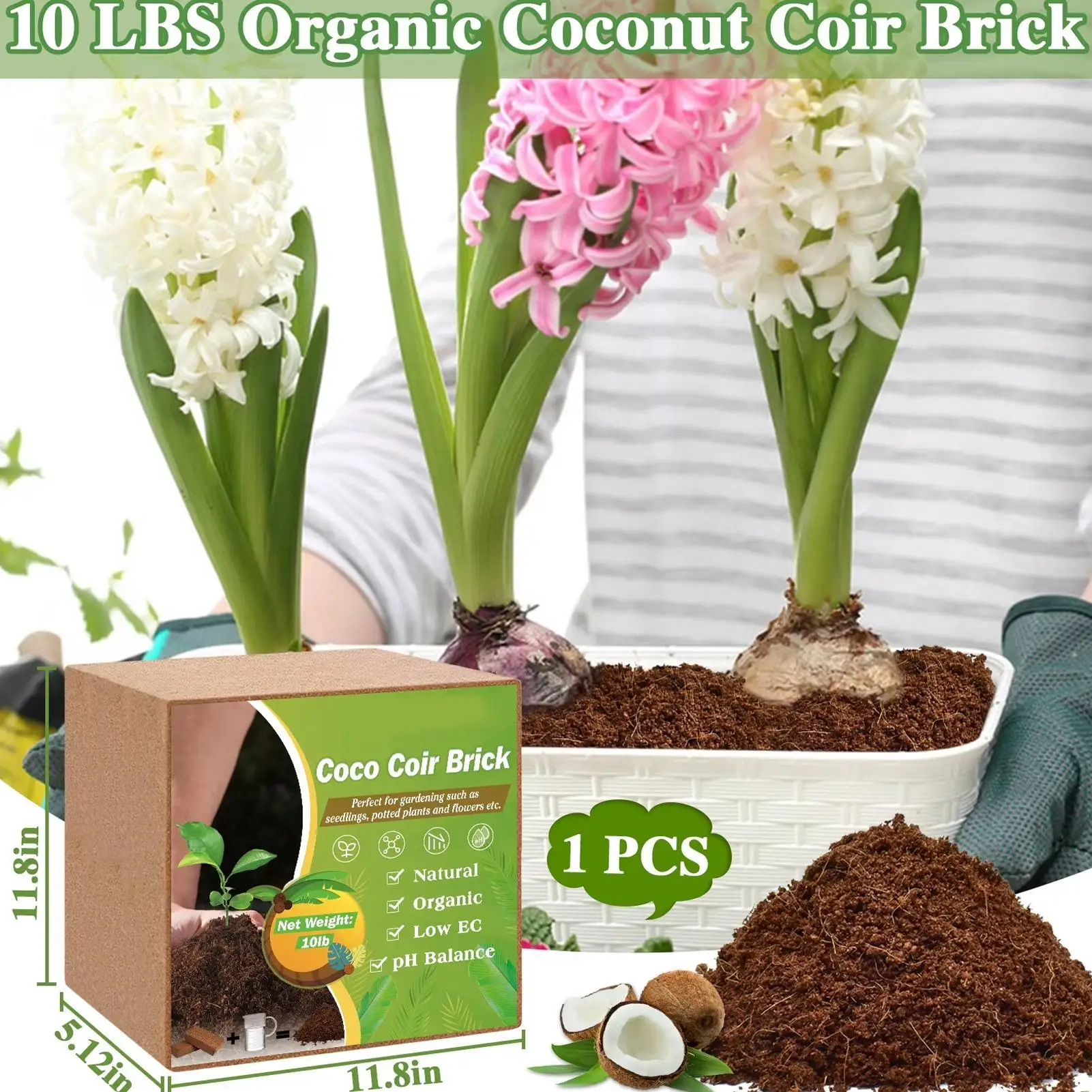 Coco Peat For Plants Garden Potting Mix Compressed Brick Substrate Organic Garden Soil For Indoor Balcony Garden Farm Vegetable