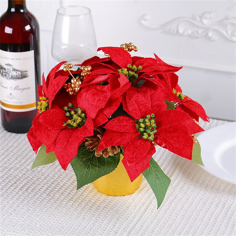 Easy To Clean Desktop Decoration High Quality Material Holiday Home Decor Christmas Potted Plant Bar Potted Plant Unique Design