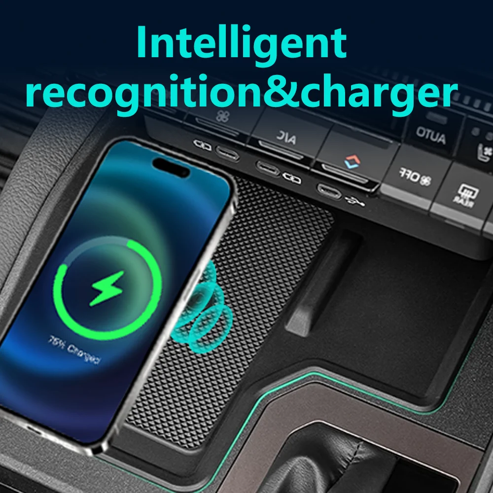 Car Wireless Charging Panel Adapter Fast Mobile Phone Charging Interior Products Accessories For Toyota Prado 2024 2025 RHD