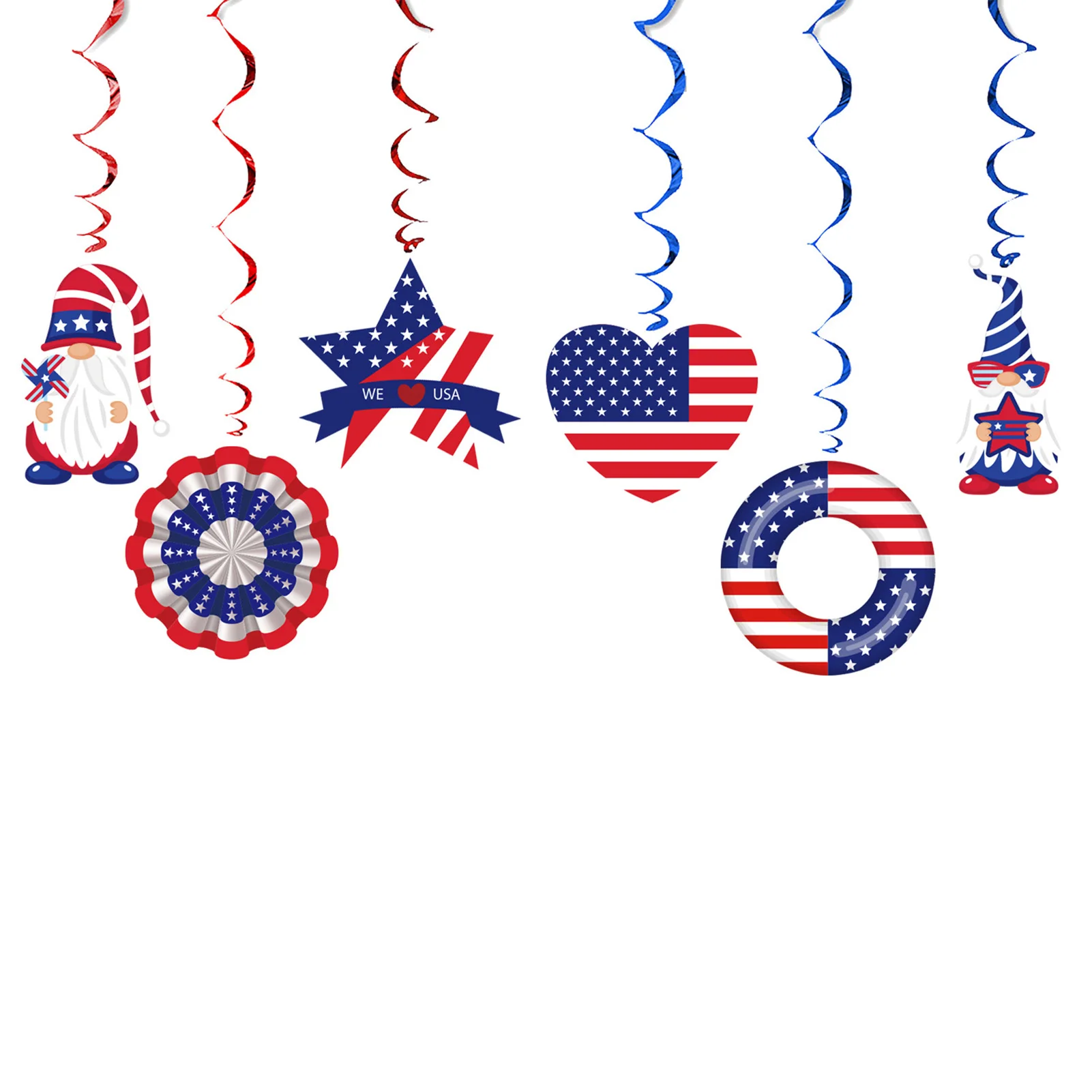 Patriotic Hanging Swirls Pendant No Deformation and Colorfast Pendant for Decorating Patriotic Event