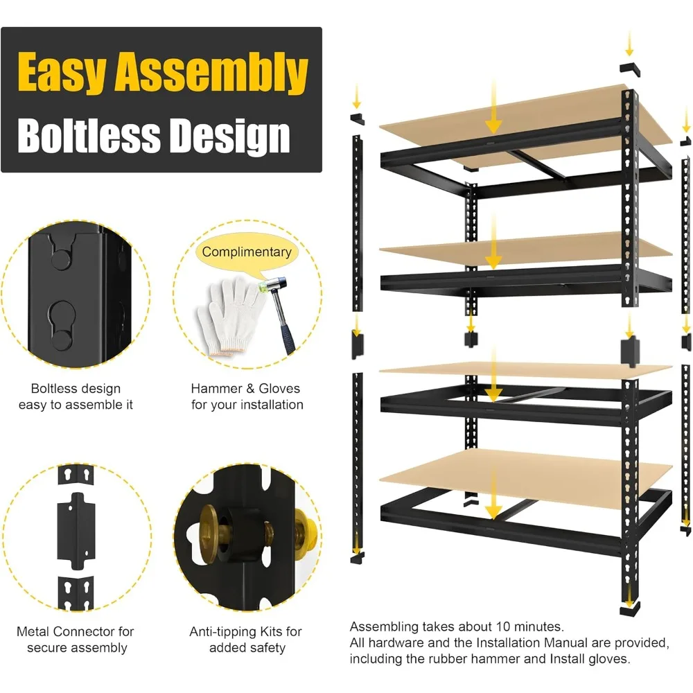 Estantes de almacenamiento resistentes de 40" de ancho x 20" de profundidad x 59" de alto, estantería de garaje ajustable de 4 niveles, estante organizador de metal, estante de utilidad