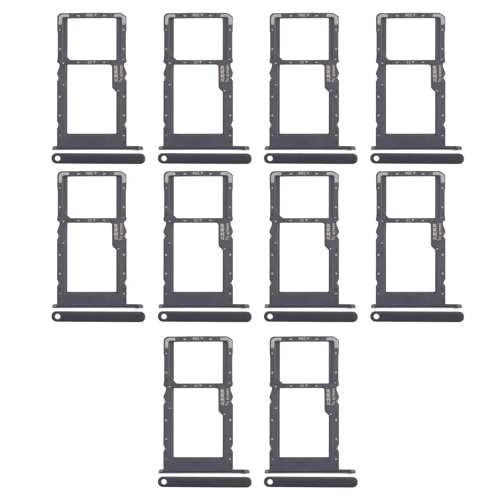 For Huawei Enjoy 60 10pcs Original SIM Card Tray + Micro SD Card Tray (Black)