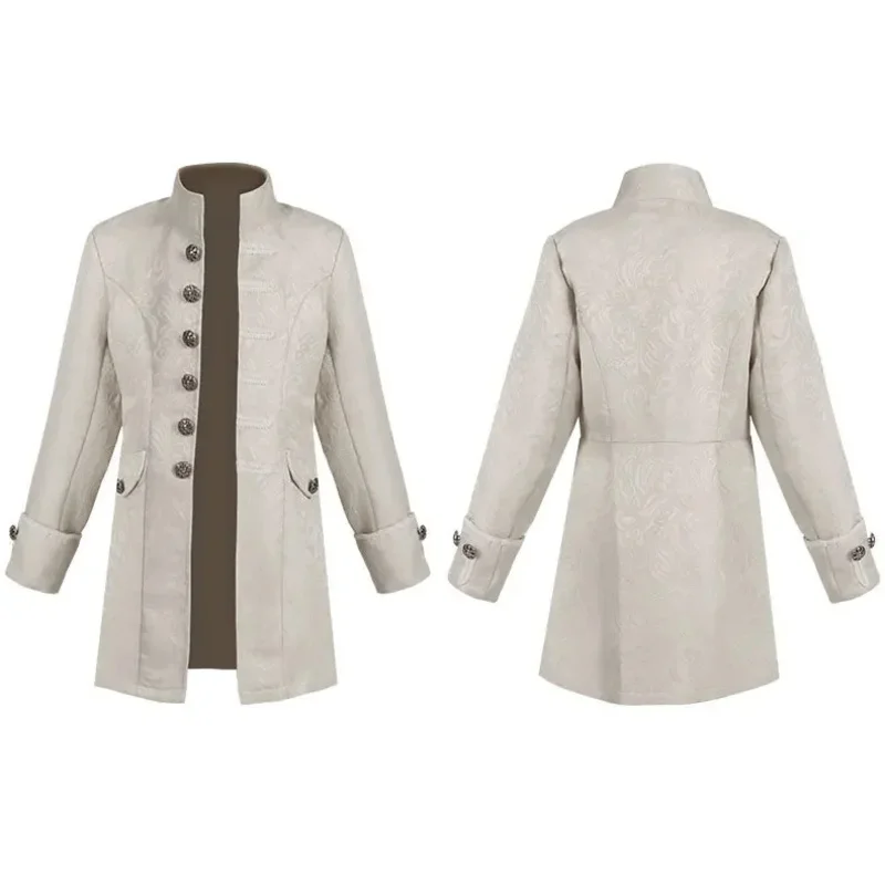 Chaqueta Medieval disfraz niños Príncipe Jacquard Stand Collar Larp Vicking victoriano renacentista escenario actuación chaqueta abrigo