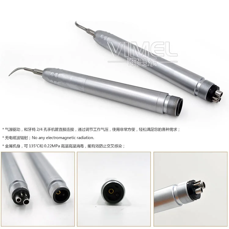 Ultrasonic Air Dental Scaler Handpiece 2/4 Holes with 3 Tips Dental Equipment for Professional Cleaning
