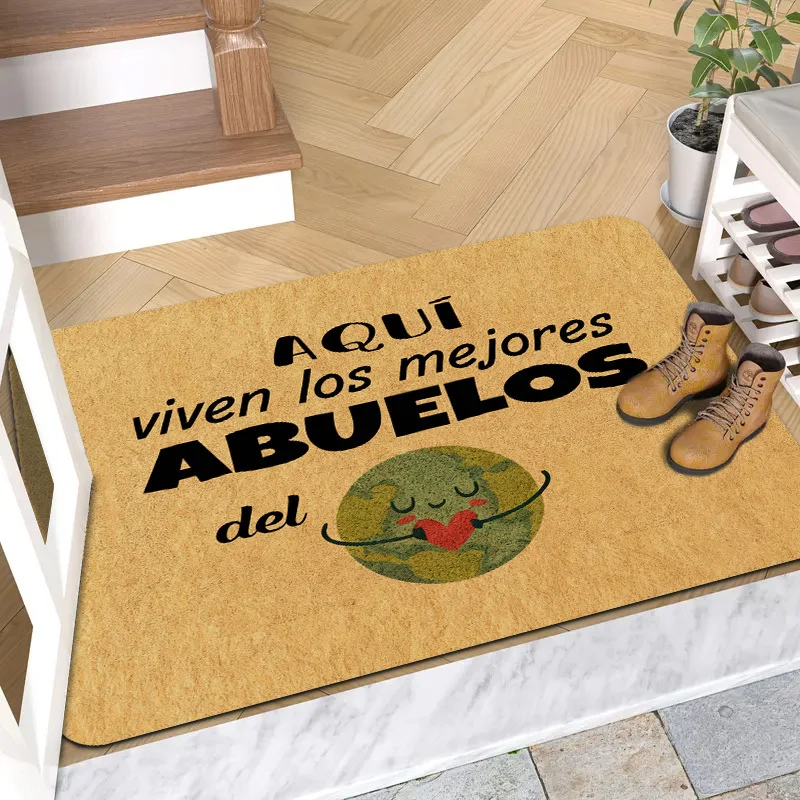 Best Grandparents Spanish Text Doormat, Non-Slip Entryway Rug, Durable Washable Floor Mat for Home and Patio