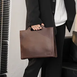 Vintage Leather Men's Tote Shoulder Bags Print Simple Design Men Youth One Strap Crossbody Bag Man Casual Business Briefcase