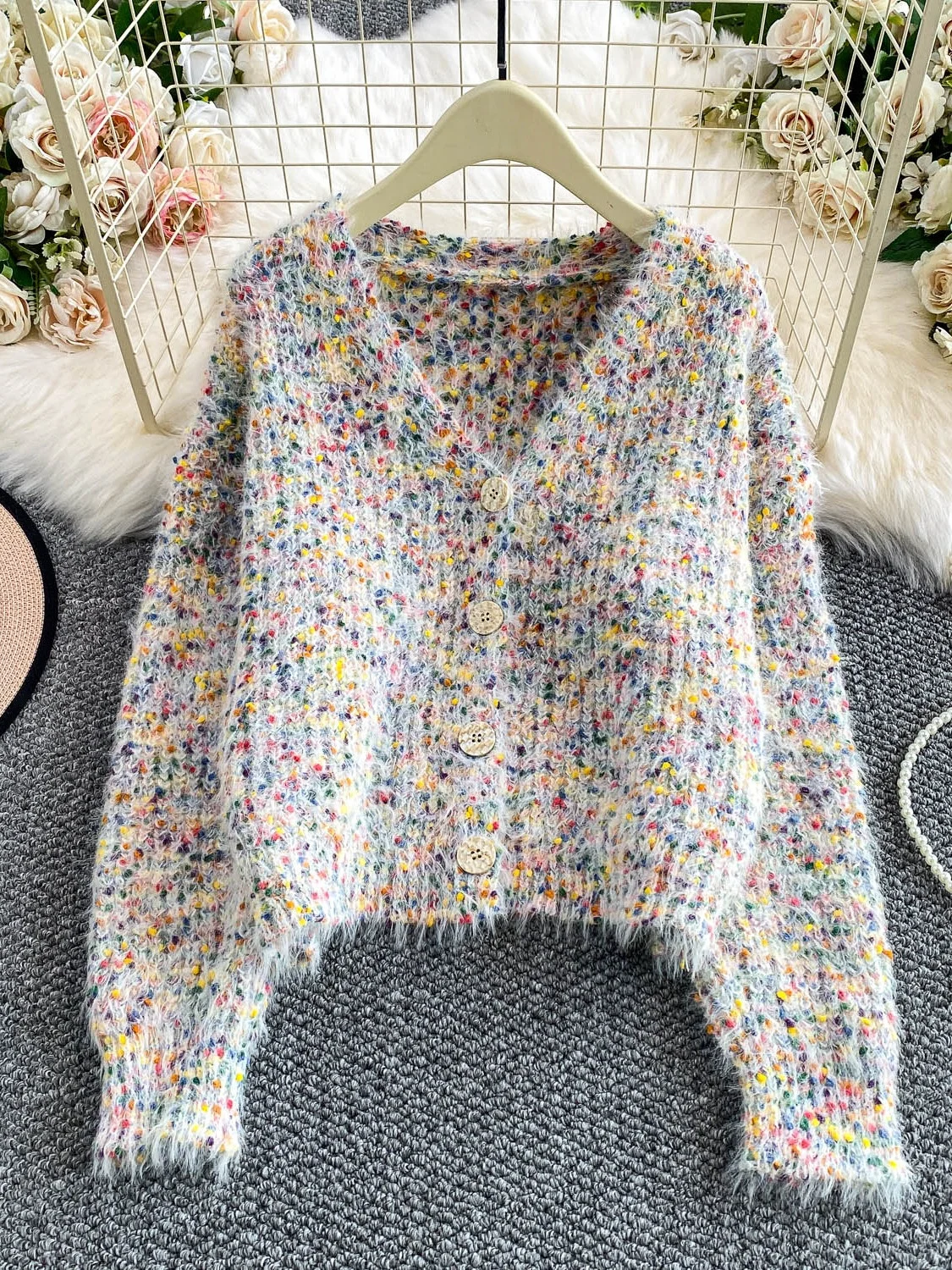 

Коричневый вязаный тяжелый меховой курт женский зимний модный винтажный сладкий цветной топ в горошек Thiened ветрозащитное пальто