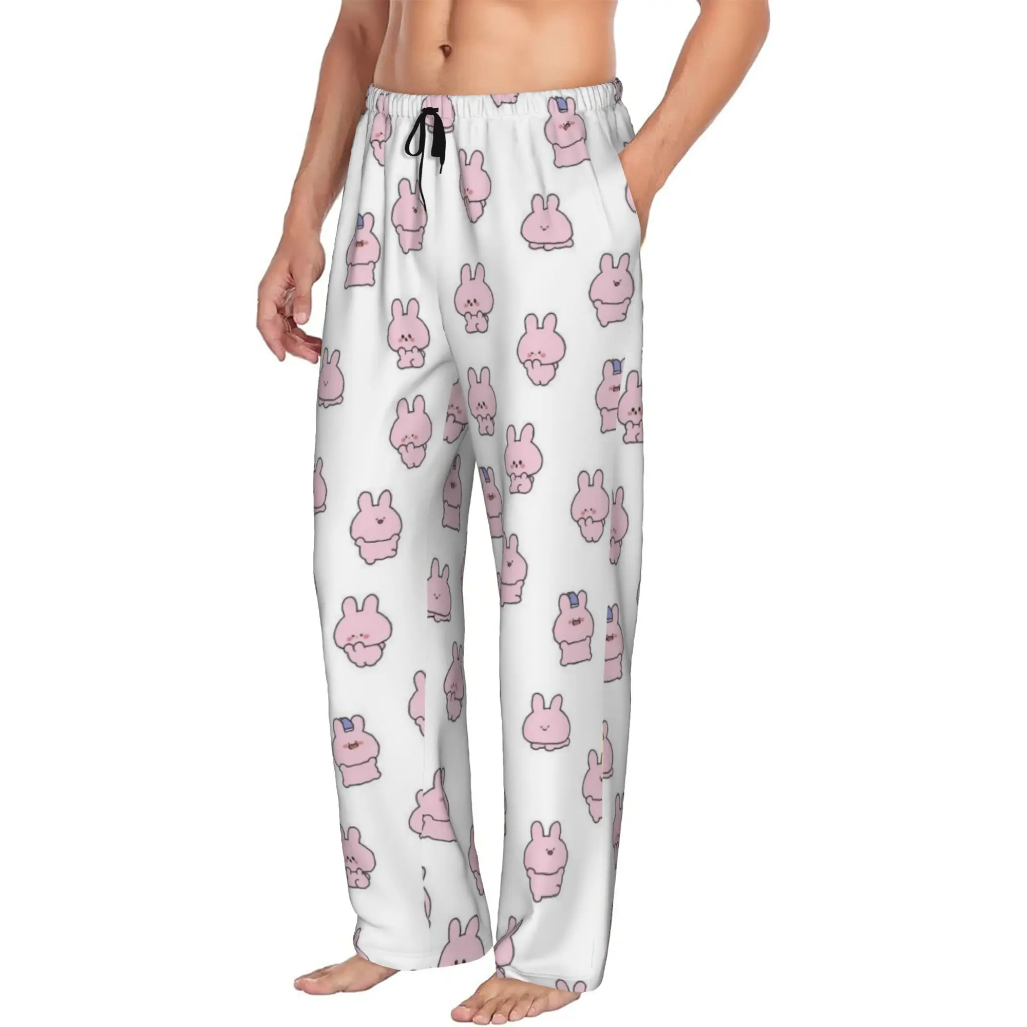 Custom Cartoon A-Asamimichans   Pajama Pants Sleepwear for Men Elastic Waistband  Sleep Lounge Bottoms with Pockets view 2