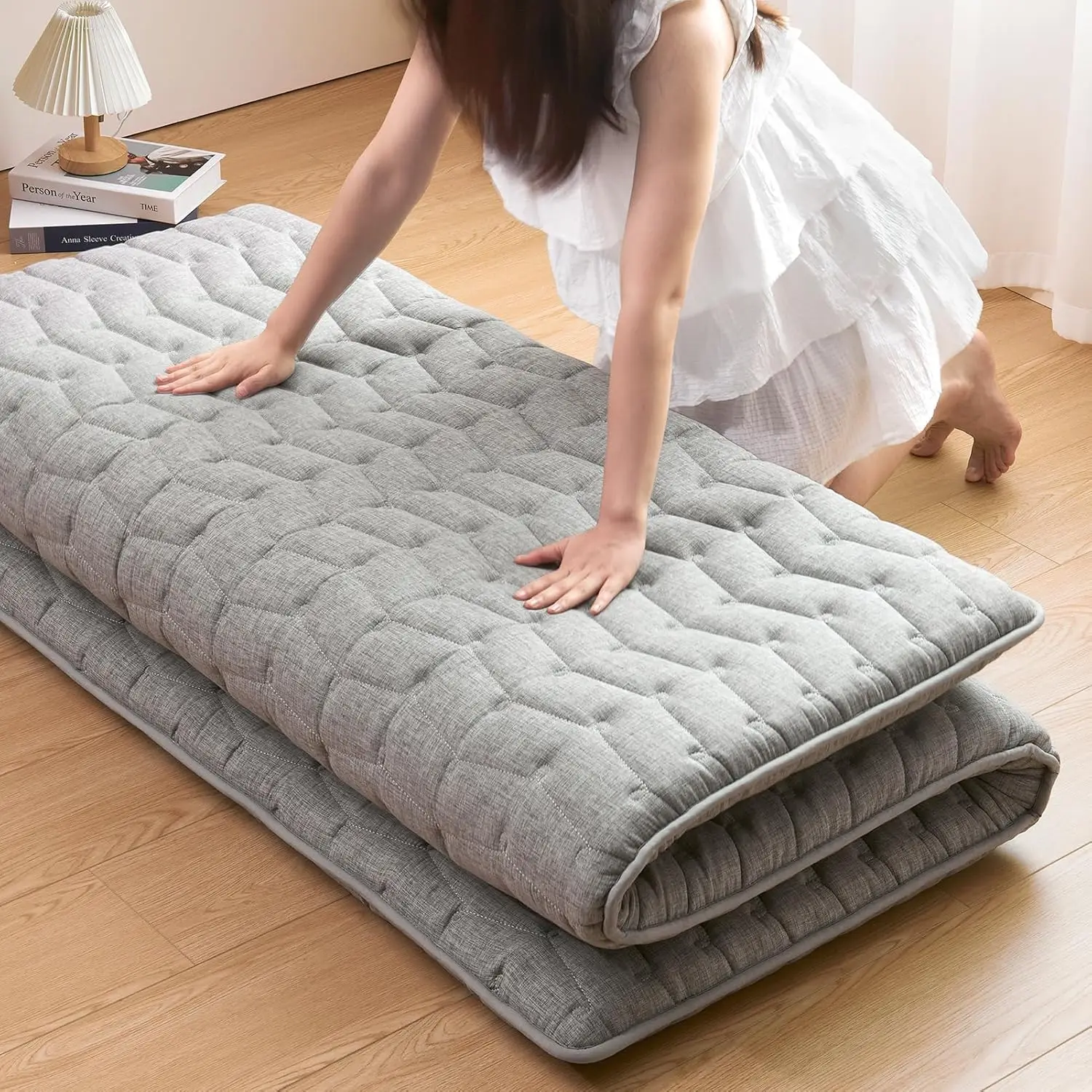 

Японский напольный матрас Futon толщиной 3,5 дюйма премиум-класса — полноразмерный размер 54 x 80 дюймов — 100% пена высокой плотности, складной напольный матрас, удобный