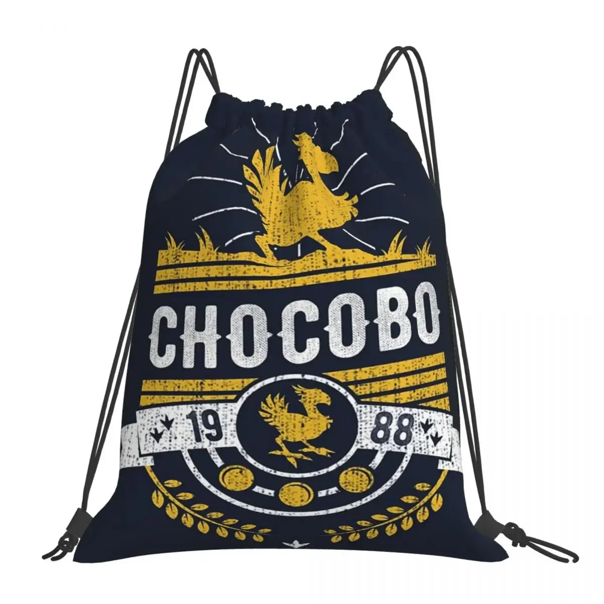 Chocobo Backpacks Casual Portable Drawstring Bags Drawstring Bundle Pocket Sports Bag BookBag For Travel School