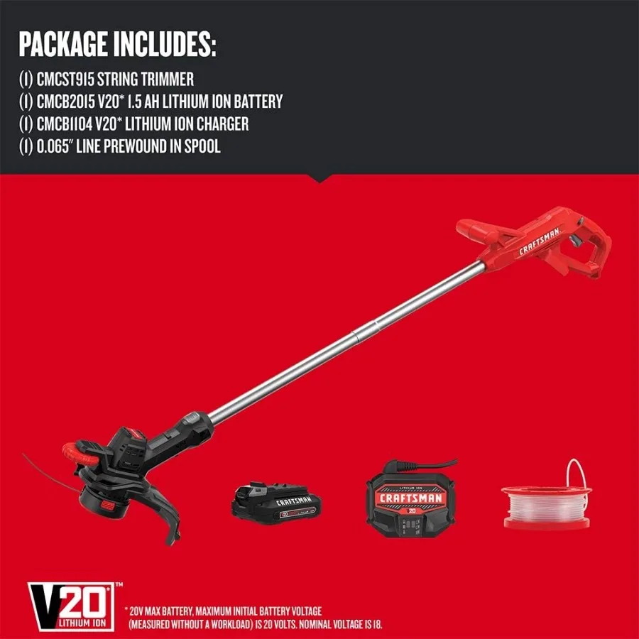 Tanpa kabel 10 inci. WEEDWACKER String Trimmer dan Edger Kit dengan Baterai V20 untuk Perawatan Rumput dan Pemeliharaan Halaman yang Efisien Ideal untuk