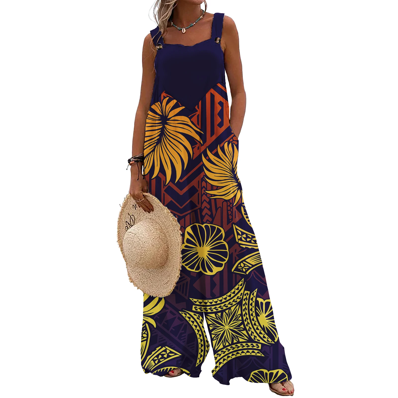 Plus Size Rompers Polynesian Elei Tribal Design Casual Breathable Casual Fashion Sports Jumpsuits