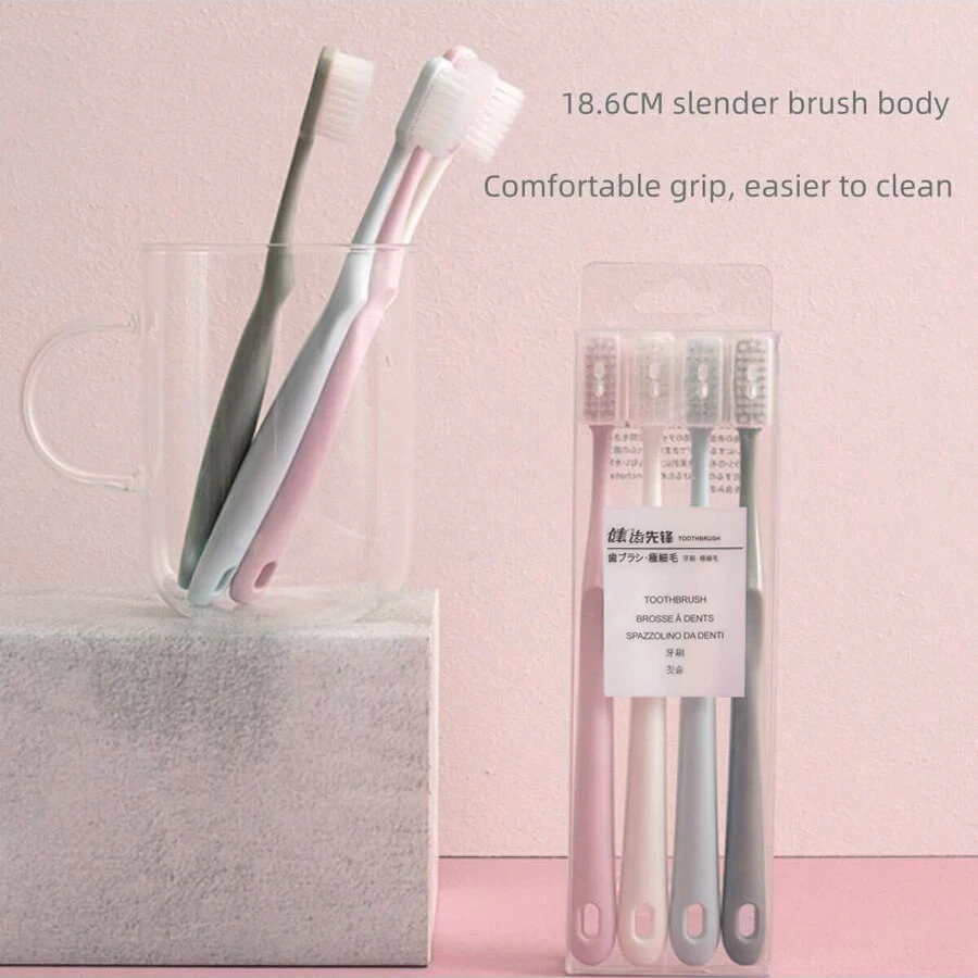4/8pcs manual soft hair toothbrush with individual protective cover for adult households