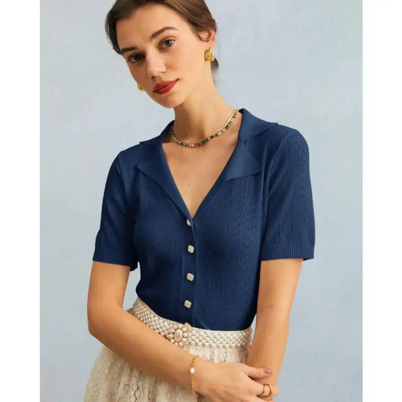 

Men's Knitted Navy Collar Top Coolmax Fiber Ciwalk Sle Inner Wear Nine Sve Length Durable ape Memory