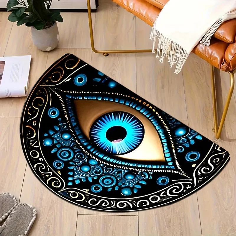 VIKAMA Mystic Evil Eye Semi-Circular Doormat Noise-Reducing Anti-Slip Entrance Hallway Mat Bathroom Carpet Home Decor