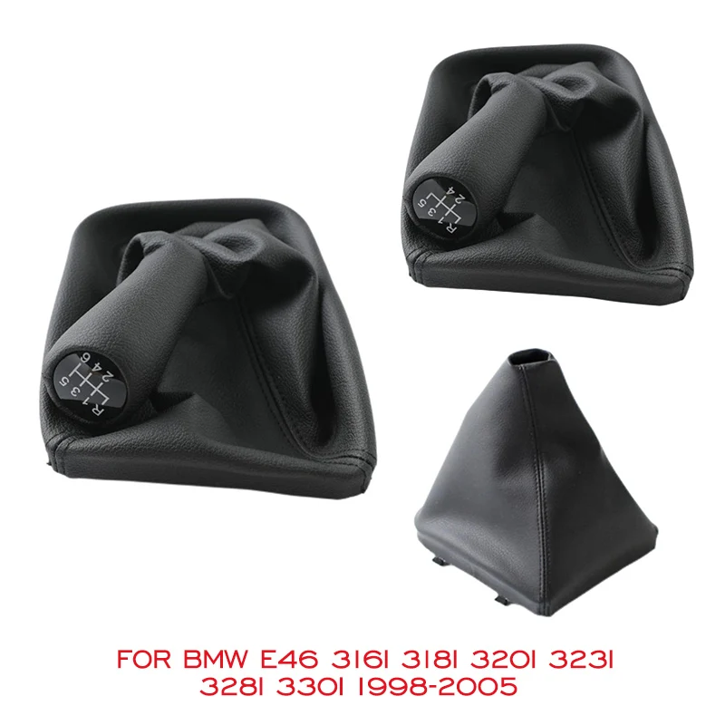 

5/6 Speed Gear Shift Knob With Leather Gaiter Boot Cover Case For BMW E46 316i 318i 320i 323i 328i 330i 1998-2005 Car Accessries